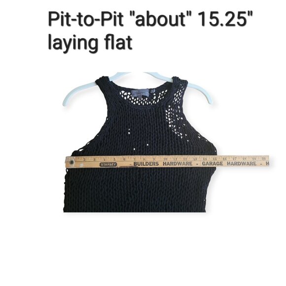 Vince Hand-Knit Loose-Weave Black Cotton Tank Top Size S - Picture 5 of 8